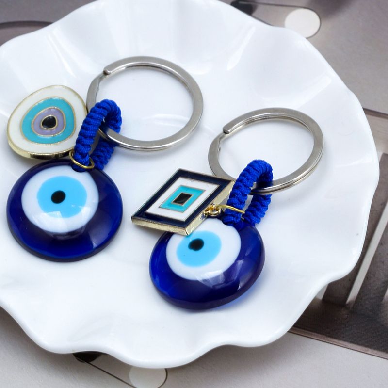 Nuovo ciondolo rotondo con occhio portachiavi in zaffiro e occhio del diavolo, ciondolo per chiave auto, gioielli europei e americani_voghion.com