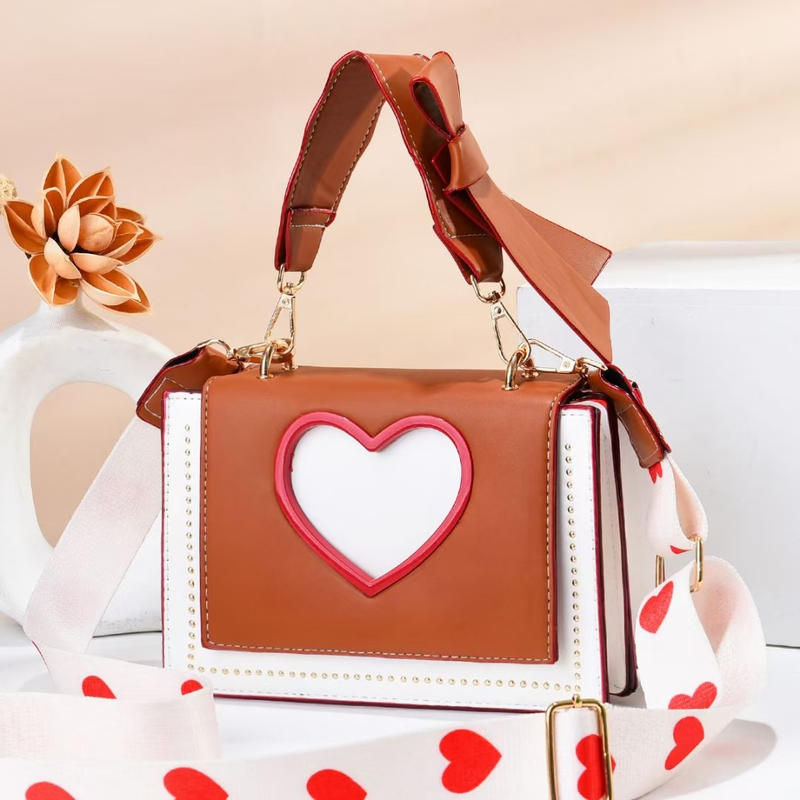 Široký ramenní popruh Malá čtvercová kabelka přes rameno Dámská všestranná niková designová kabelka High End Sensitive Heart Velkoobchod_voghion.com