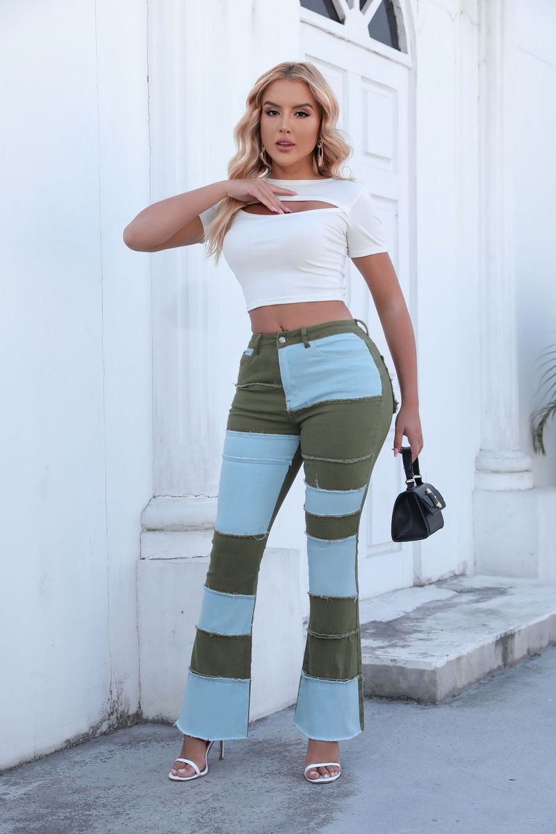 Damkläder Stretchig Denim Utsvängda Byxor Med Vida Ben Heta Tjejjeans_voghion.com