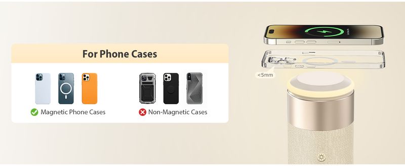 Boxă Bluetooth cu lumină de noapte, încărcător wireless magnetic, stație de încărcare wireless 2 în 1 pentru seria iPhone 14/13/12, AirPods Pro/3/2_voghion.com