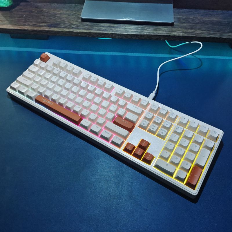 New 108 key ball cap wired gaming keyb, silent mechanical feel, wear-resistant three color RGB backlit computer_voghion.com