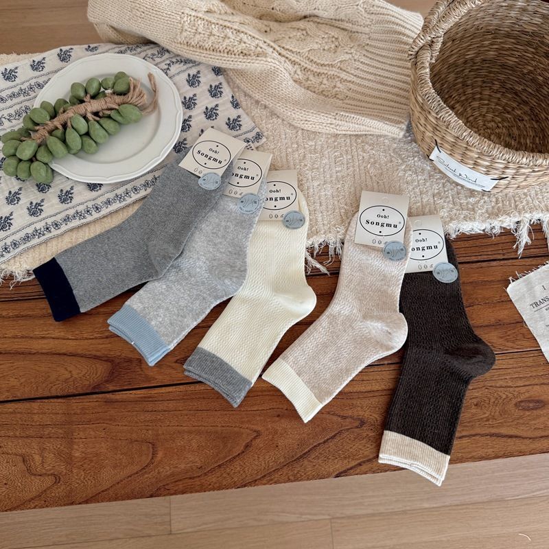 Women's Casual Knit Socks With Seamless Toe, Breathable Cotton Blend, Striped Pattern, Medium Cuff, Comfortable For All Seasons_voghion.com