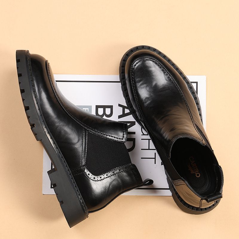 Martin Boots Herren Ärmel Chelsea Braun Herrenstiefel Mid-Wind Casual Lederstiefel_voghion.com