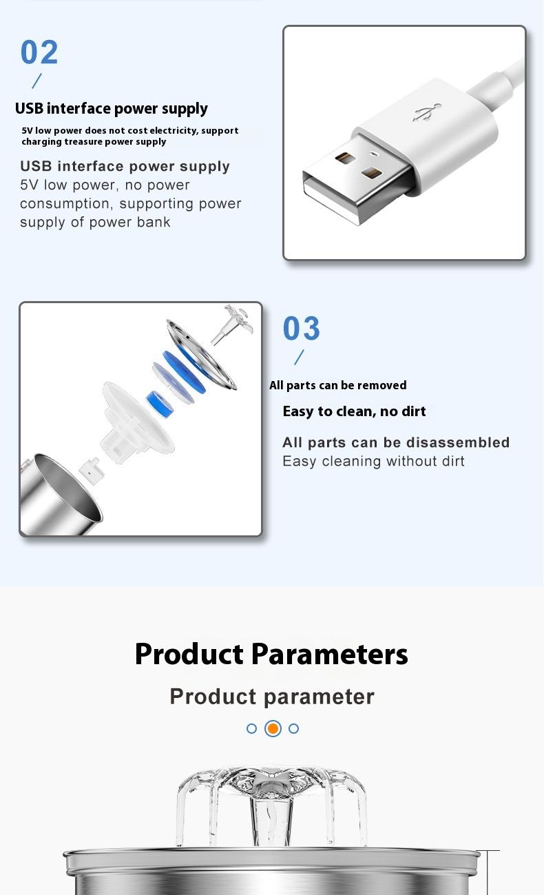 Pet stainless steel visual window, cat automatic dispenser, small flower fountain, intelligent water feeding supplies_voghion.com