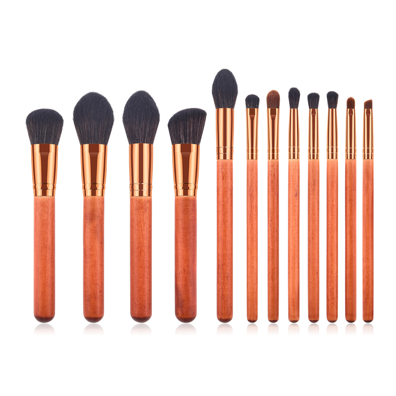 12-piece makeup brush set, brush end, rosewood, loose powder brush, blush brush, new makeup tool GUJHUI_voghion.com