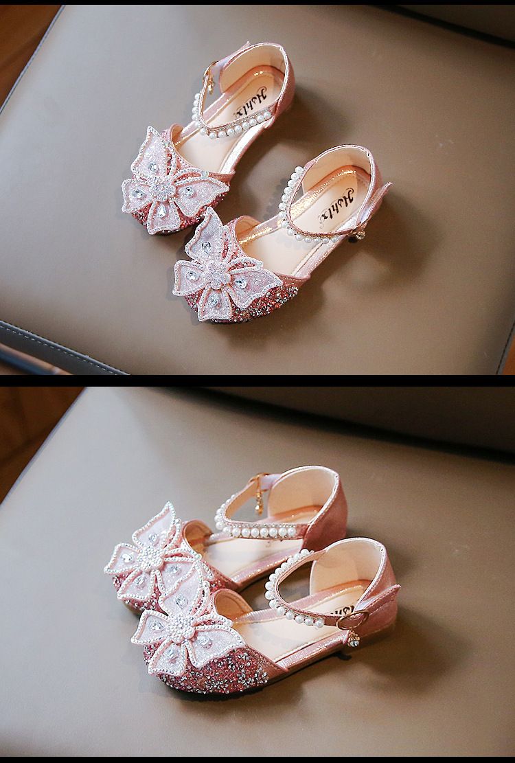 2025 Spring Cross Border New Bow Pearl Sandals Children's Single Shoes High Value Princess Shoes Girls' Small Leather Shoes_voghion.com