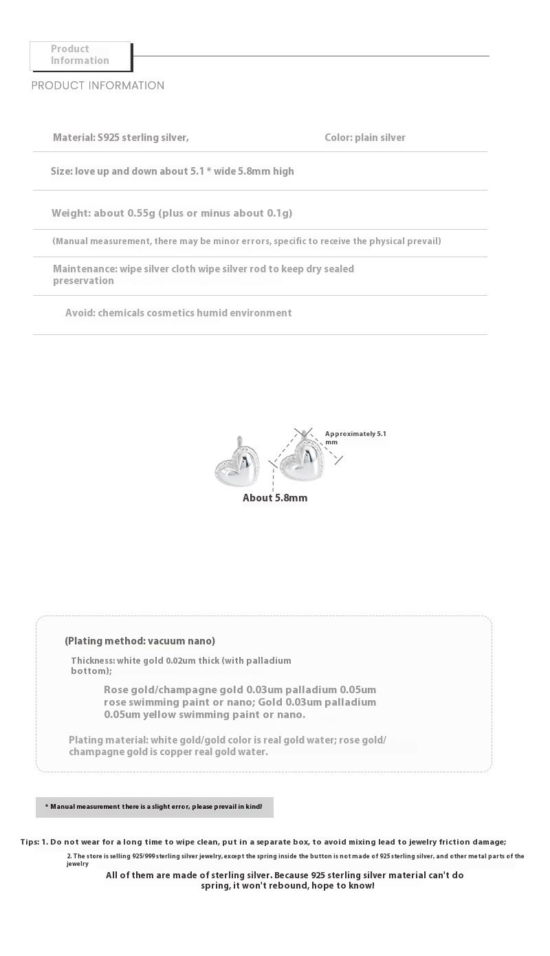 Tiqi Pure Sier Sweet Compact Heart-shaped With Feminine Temperament, Simple Niche Peach Heart Ear Hole E, And_voghion.com