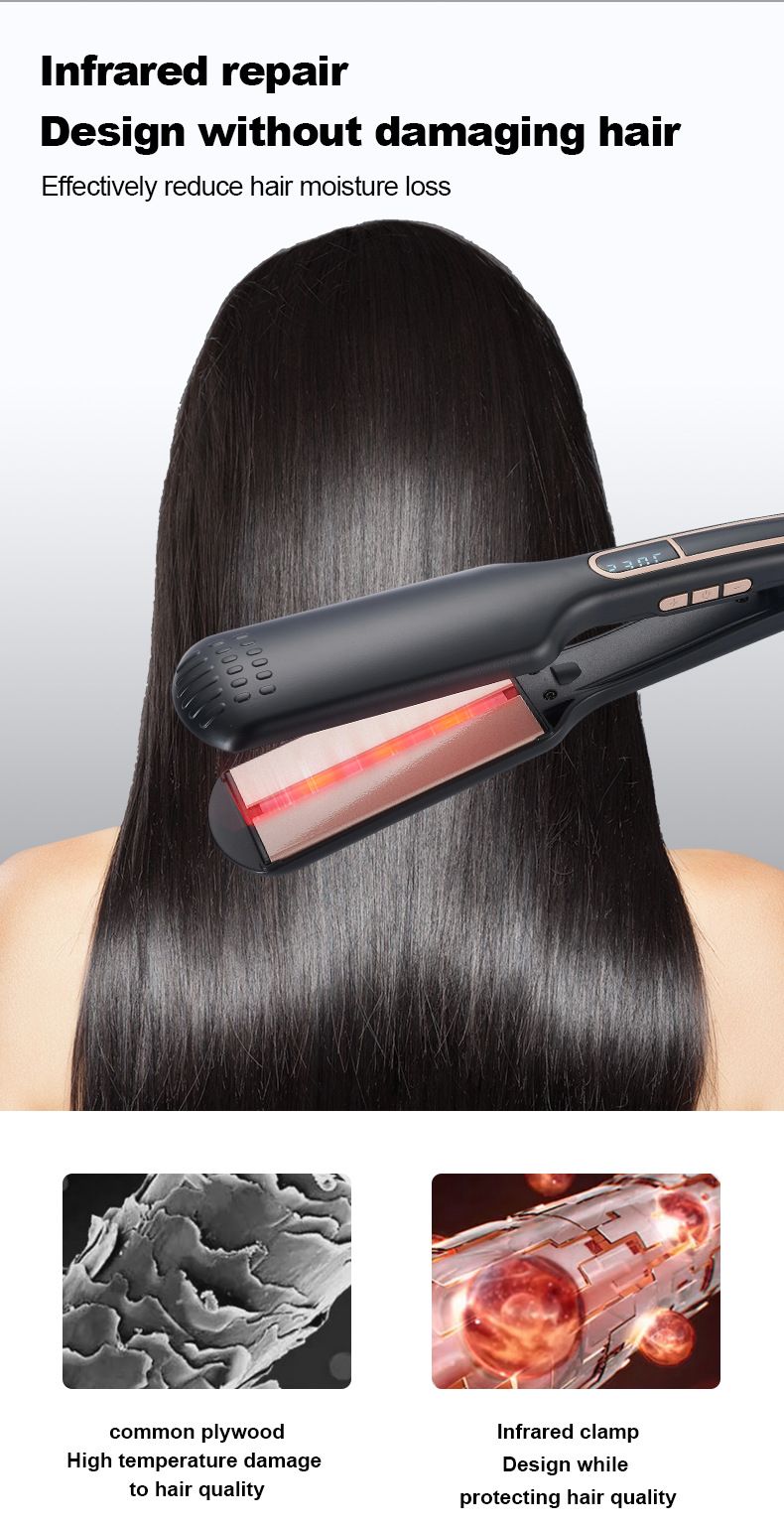 Infrared Professional Hair Straightener, 10s Fast Heat-up, 2-in-1 Flat Iron For Curling & Straightening_voghion.com