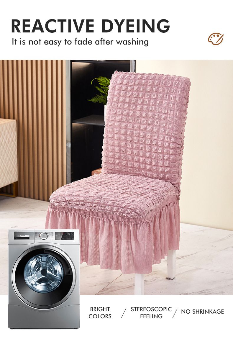 Housse de chaise extensible en polyester - Ajustement universel, infroissable et anti-poussière - Design élégant à volants en 14 couleurs tendance_voghion.com