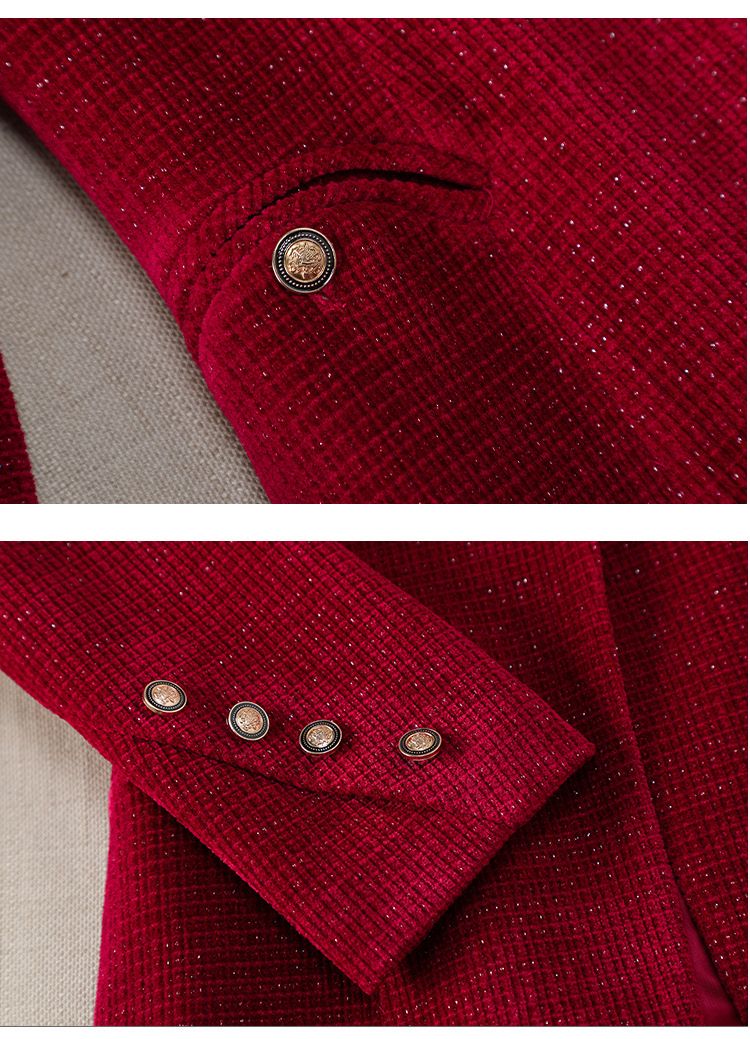 Ensemble tailleur en laine premium pour femme – Blazer et pantalon élégants pour le bureau et les occasions formelles (Kaki/Noir/Rouge, S-4XL)_voghion.com