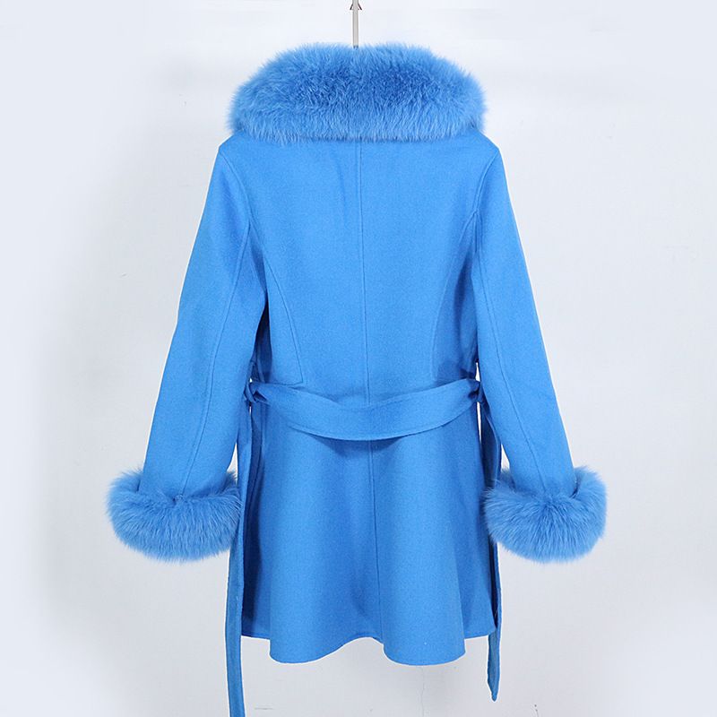 Women's Clothing new autumn and winter mid length thickened slim fit detachable collar wool coat_voghion.com
