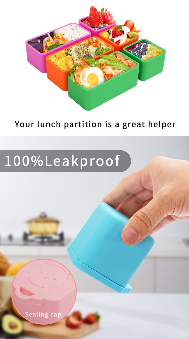 Silikonowa przegroda szczelna do pudełka na lunch dla dzieci z pokrywką, pojemnik na sos sałatkowy_voghion.com