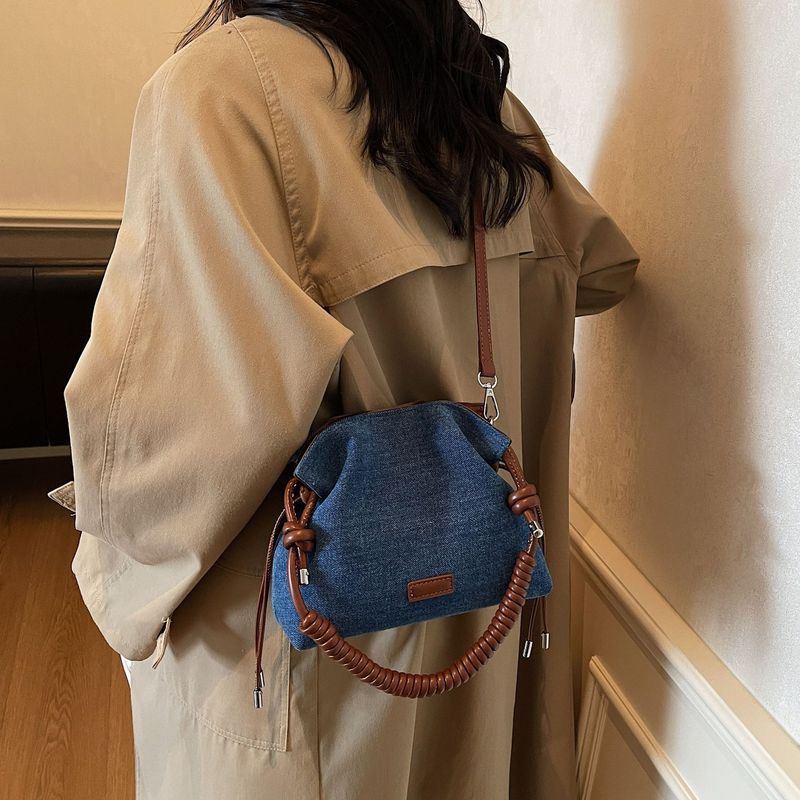 Borsa a secchiello in denim per donna 2025, nuova borsa a tracolla versatile per l'autunno, design di nicchia, borsa da pendolare_voghion.com