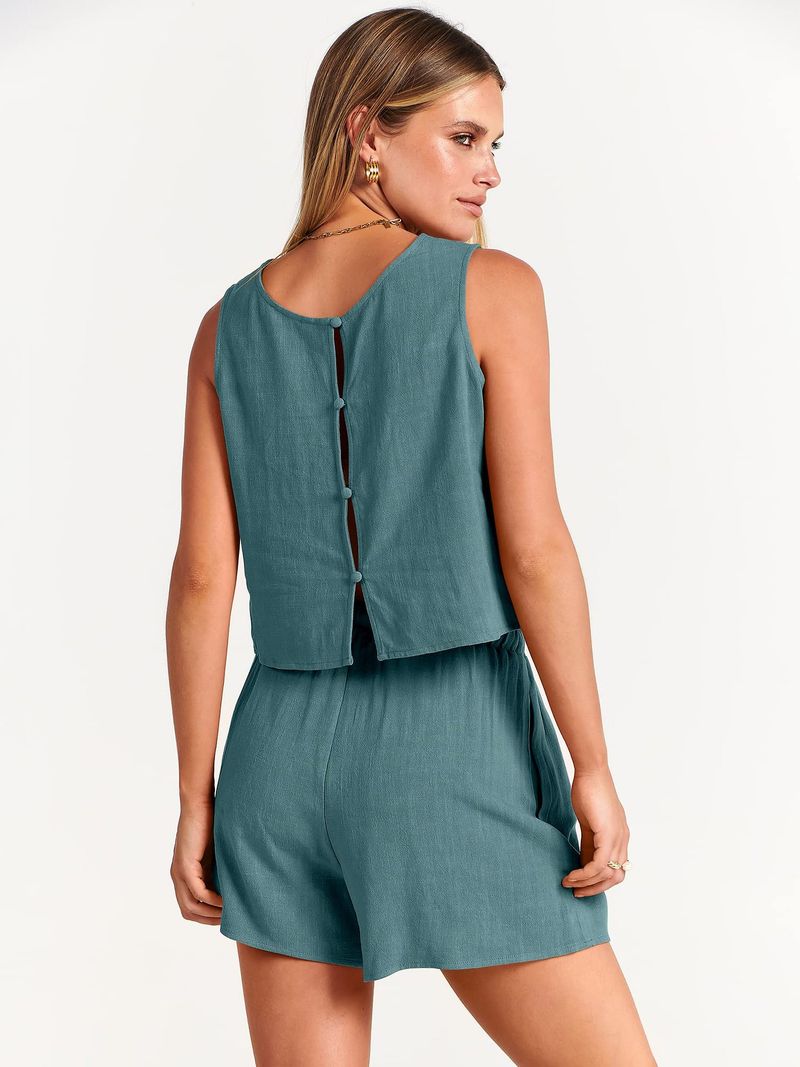 women's clothing summer temperament sleeveless top shorts pants two-piece suit_voghion.com