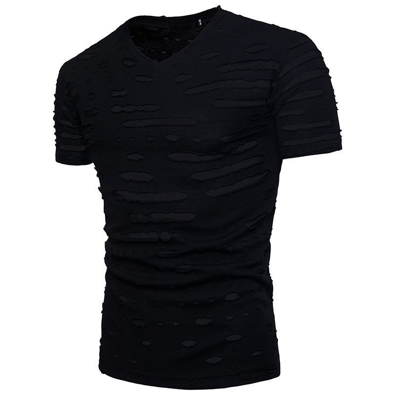 Maglietta estiva da uomo, nuova, alla moda, casual, taglia europea, personalizzata, con scollo a V e maniche corte._voghion.com