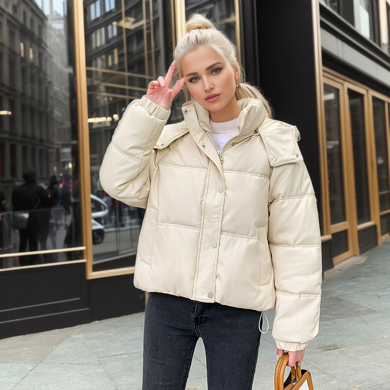 Women's short autumn and winter loose padded sheepskin bread coat_voghion.com