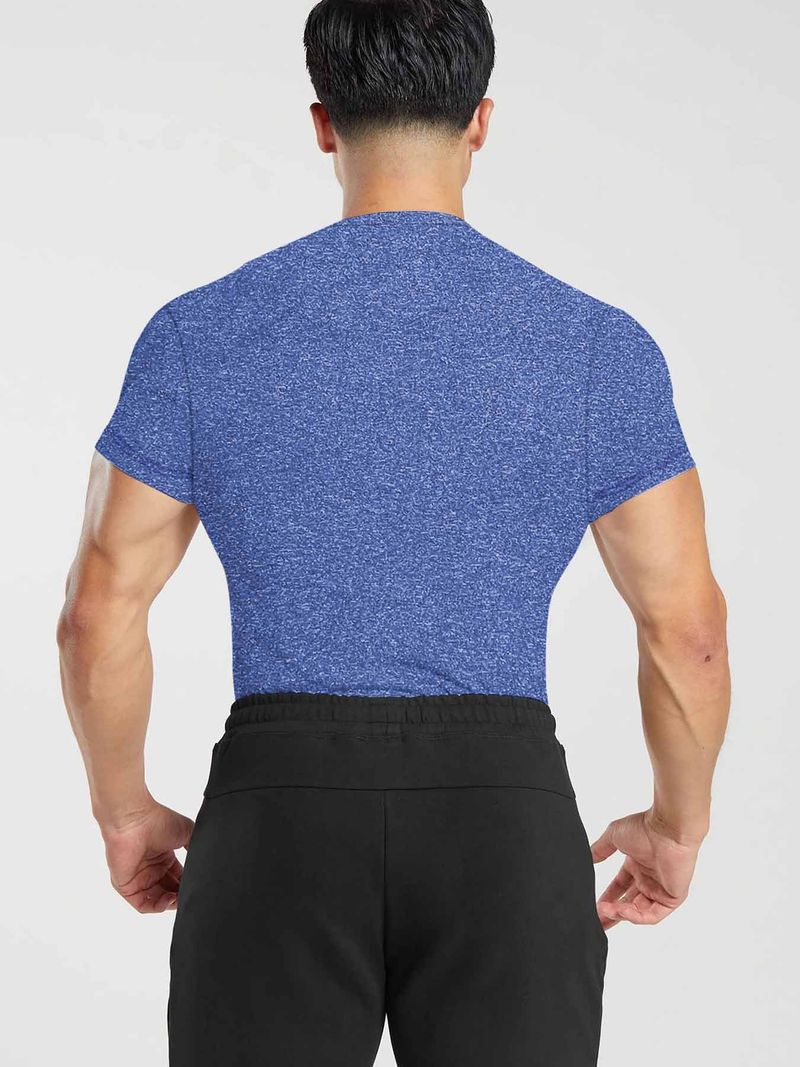 Maglietta da uomo a maniche corte con scollo tondo ad asciugatura rapida, abbigliamento da allenamento per basket, corsa, sport e fitness_voghion.com