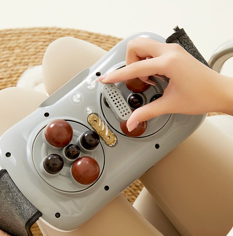 Cintura massaggiante addominale ricaricabile con doppio disco Bian Stone e riscaldamento per moxibustione - Pietre Bian grandi da 35 mm_voghion.com