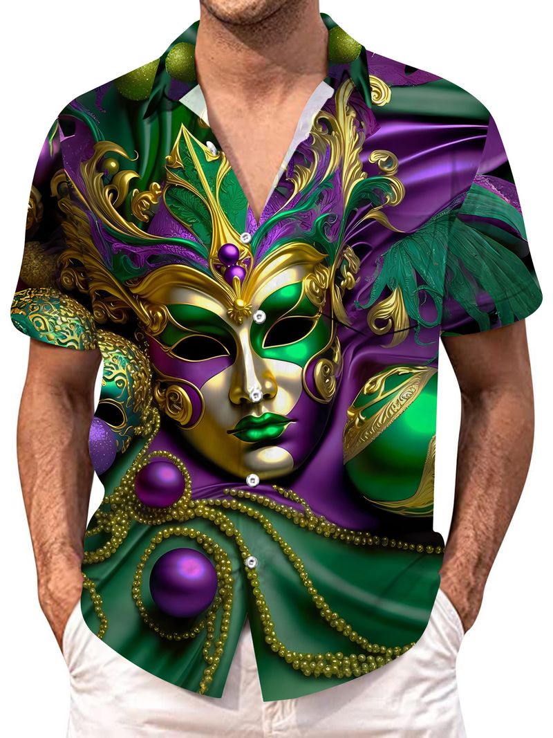 Herrenhemd mit Revers und Ozean-Strand-Muster, Kokosnussbaum-3D-Druck, Hawaiihemden, modische Kurzarm-Oberteile, Harajuku-Knopfbluse
_voghion.com