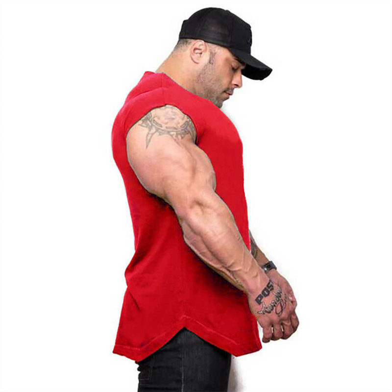 BEAST Beast Cotton Fitness Tank Top meeste jõusaali sporditreening õhuke ümmargune ääris Slim Fit varrukateta T-särk_voghion.com