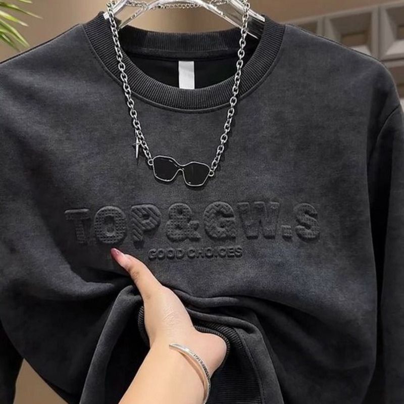 2025 Frühling Herbst Winter Vielseitiger Trendy Pullover Stahldruck Brief Top Herren Langarm Casual Fashion Fleece_voghion.com