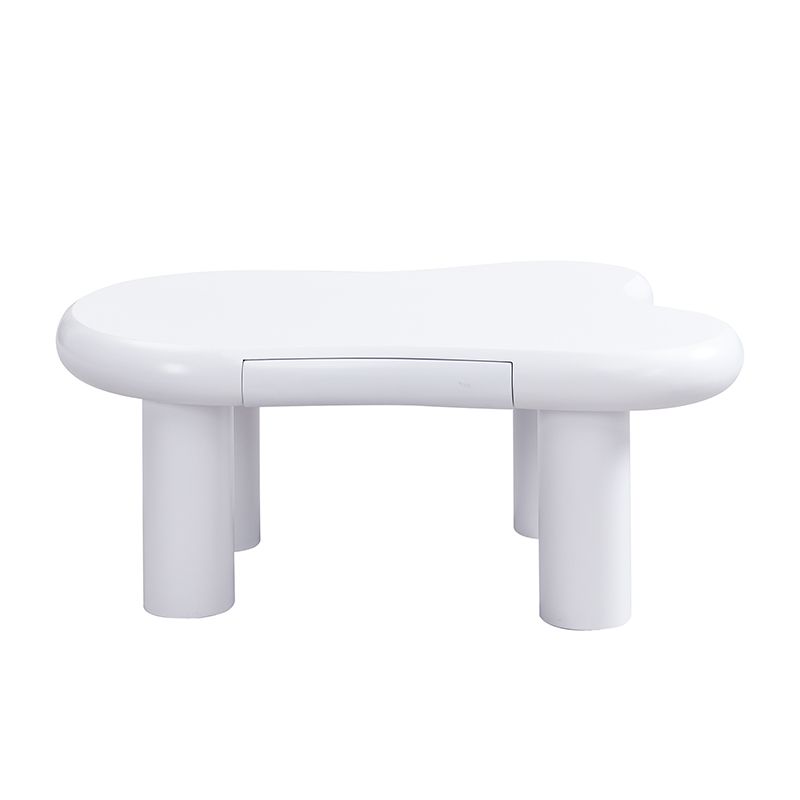 Table basse en MDF blanc en forme de nuage avec éclairage LED 16 couleurs et tiroir – Table de salon moderne avec rangement_voghion.com