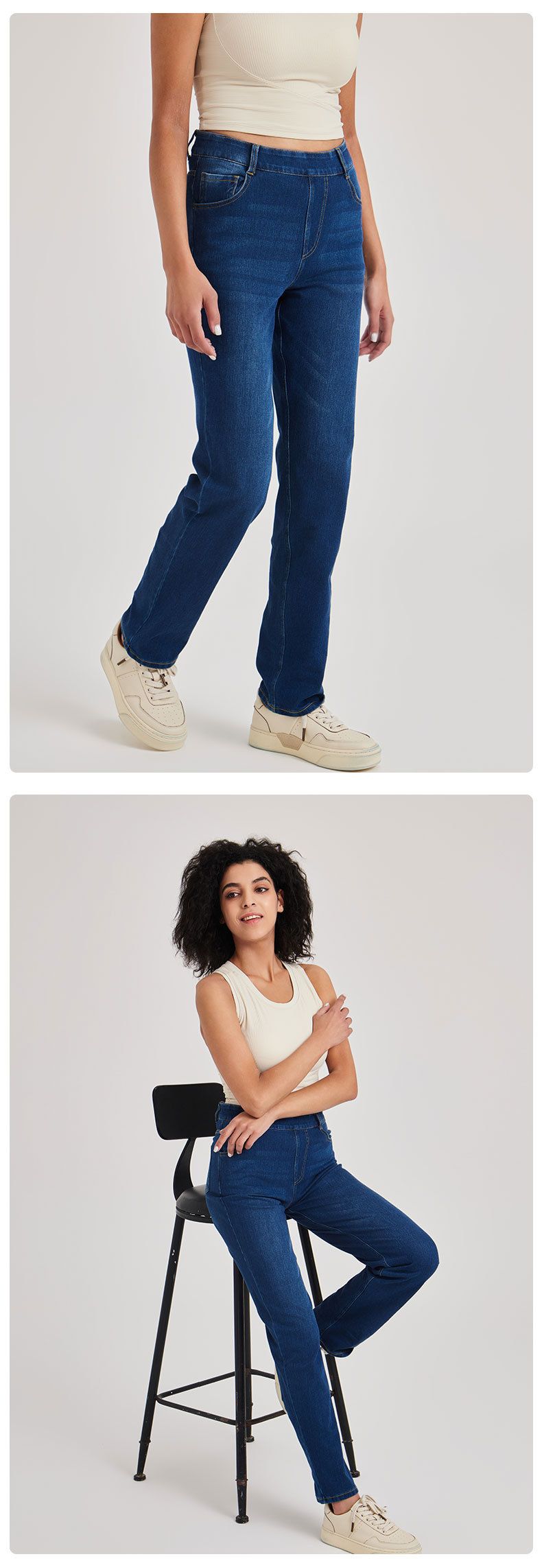 Jeans da yoga a vita alta SleekShape da donna - Pantaloni in denim elasticizzati effetto used con tasche, vestibilità slim, comodi per palestra e abbigliamento casual_voghion.com