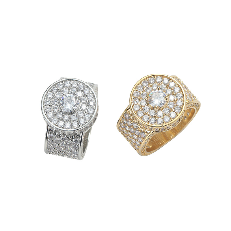 Decorated with copper inlaid zircon T square zirconium for couples, simple and personalized men's ring nightclub_voghion.com
