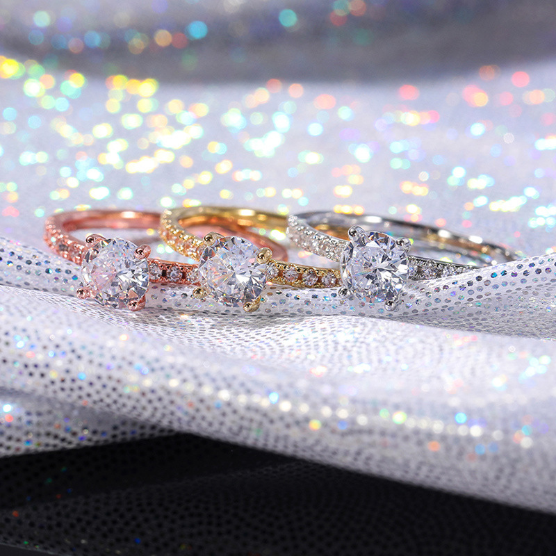 Cao Shi semplice zircone anello di fidanzamento matrimonio anello di platino placcato rame diamante_voghion.com