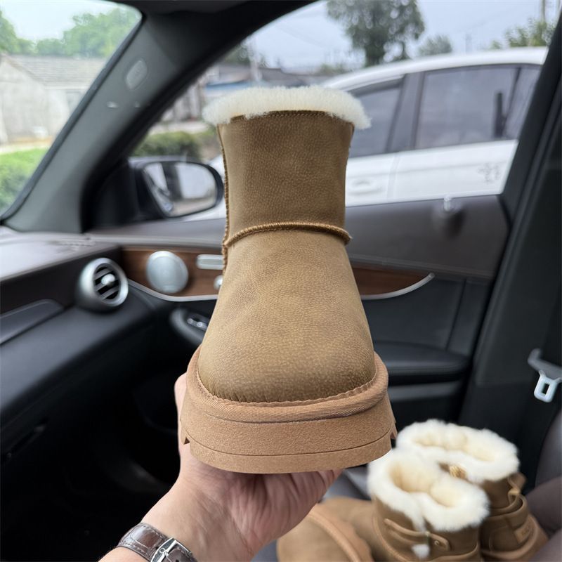 Neue Schneestiefel für Damen im Winter 2025 mit dicker Sohle, gewebter Riemen, Rindsleder, Wolle, verdicktes Fleece, warme Schuhe_voghion.com