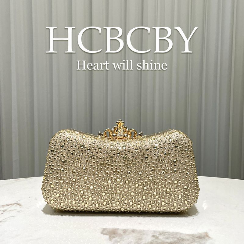 Goldfarbene Luxus-Abendtasche mit Strasssteinen, elegante Clutch mit Strassschnalle, stilvolle Abendtasche für Damen_voghion.com