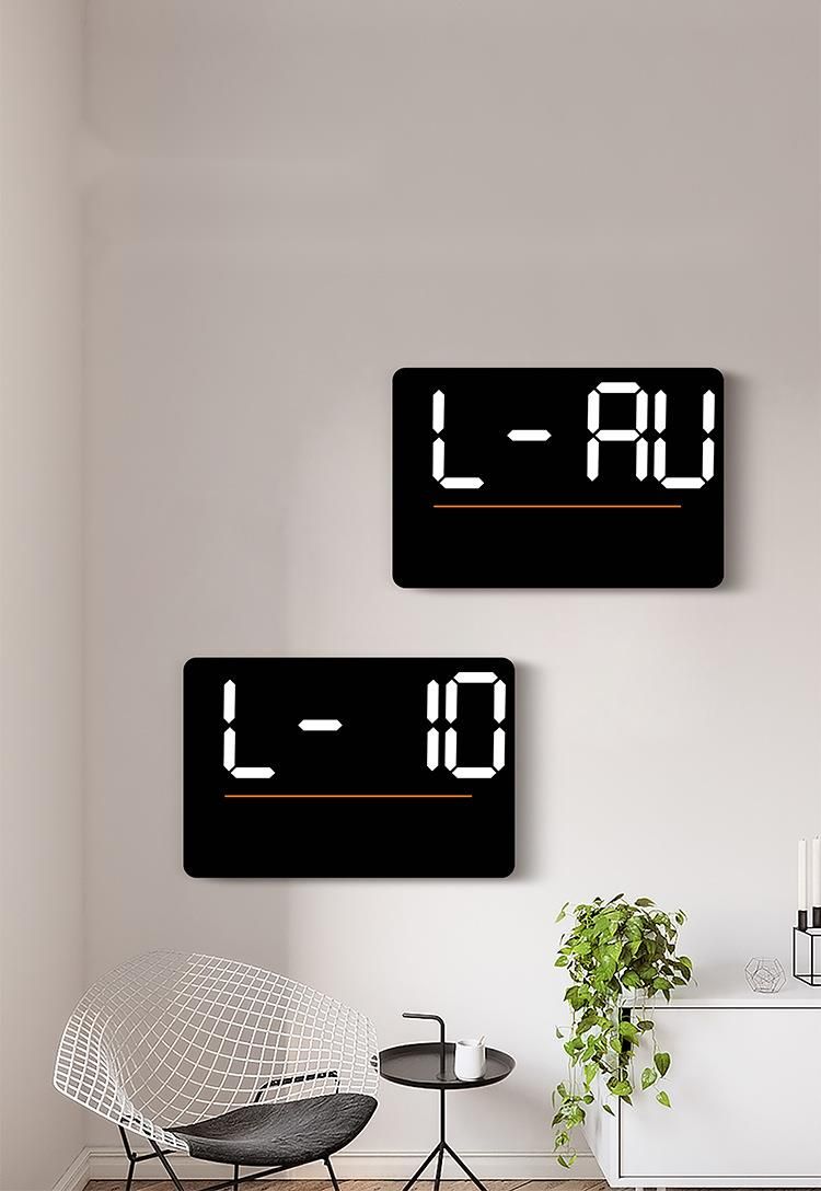 Orologio misuratore di temperatura e umidità di grandi dimensioni, semplice LED da parete multifunzionale con specchio incrociato creativo per soggiorno_voghion.com