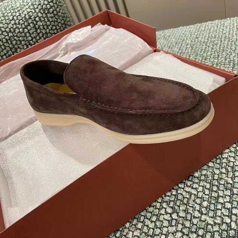 Men's Classic Slip-On Summer Suede Driving Lazy Shoes Casual Genuine Leather Loafers_voghion.com