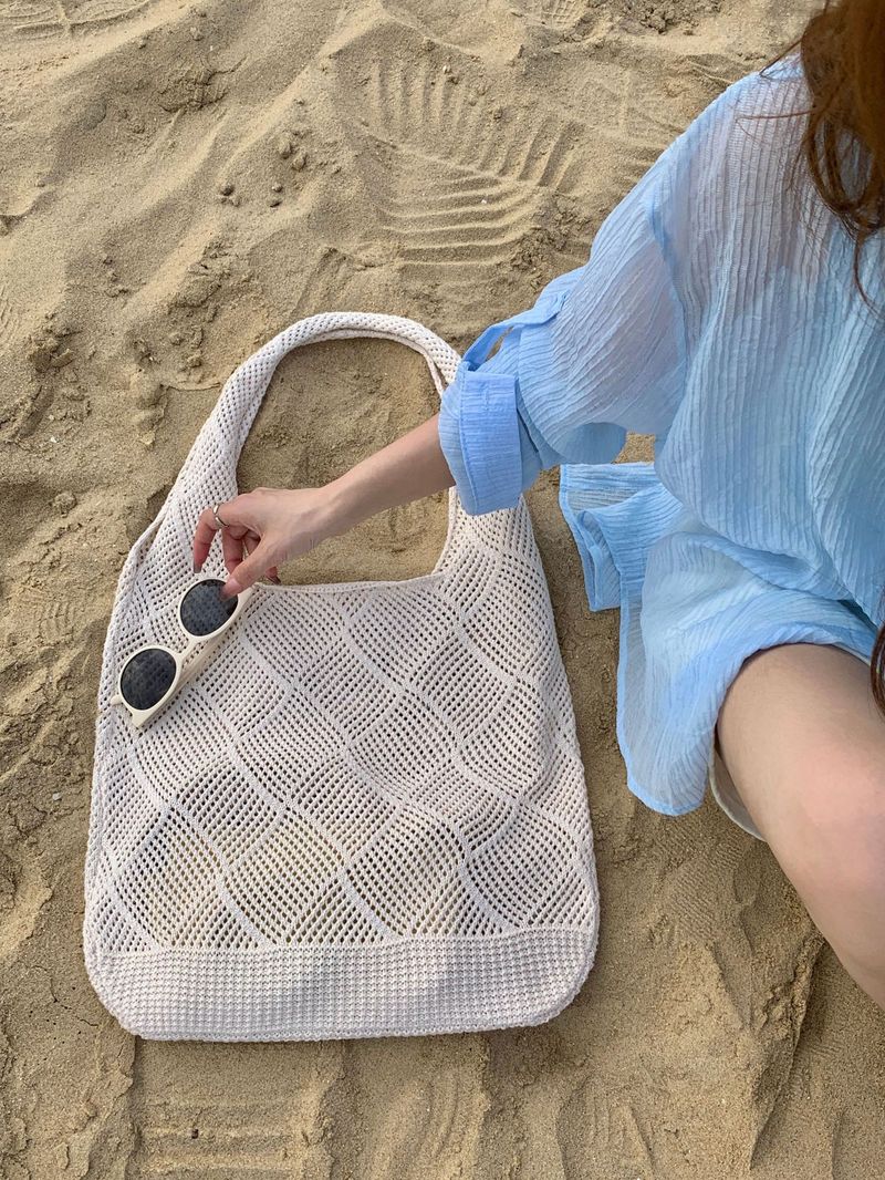 Hotselgende skulderveske Lazy Style Bag Kvinnelig handleveske Vår og sommer Hulveving_voghion.com