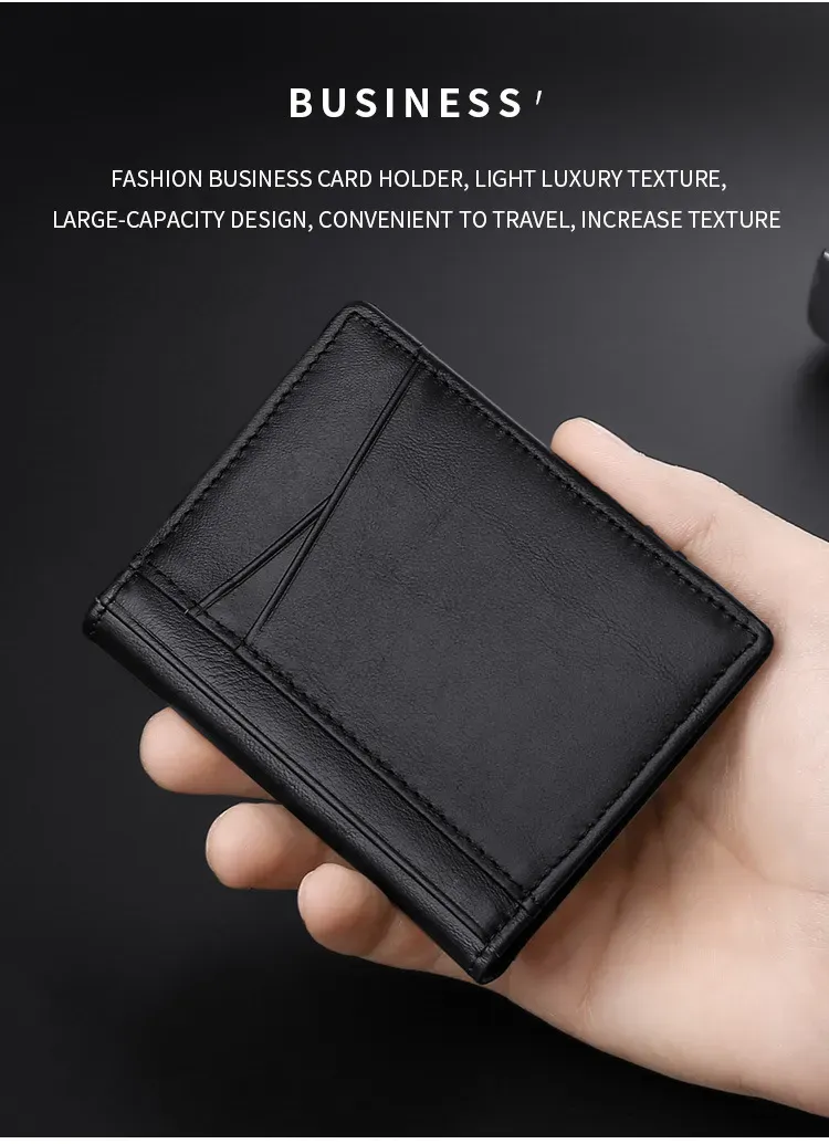 Designer Bag Ultra Thin Soft 100% Genuine Leather Mini Credit Multi RFID Slim Small Card Holder Men's Wallet_voghion.com