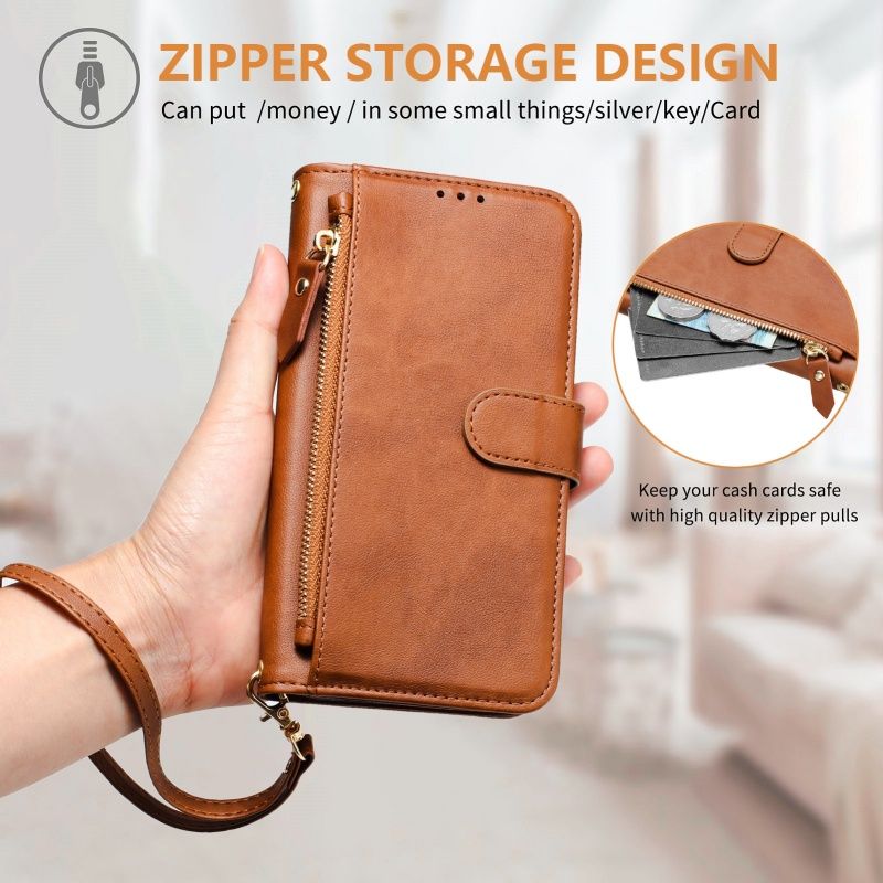 Wireless Charging Leather Zip Wallet Card Phone Case For Sony Xperia VI 2024 10V 5V 1V 5 10 1 IV Lanyard Purse Flip_voghion.com