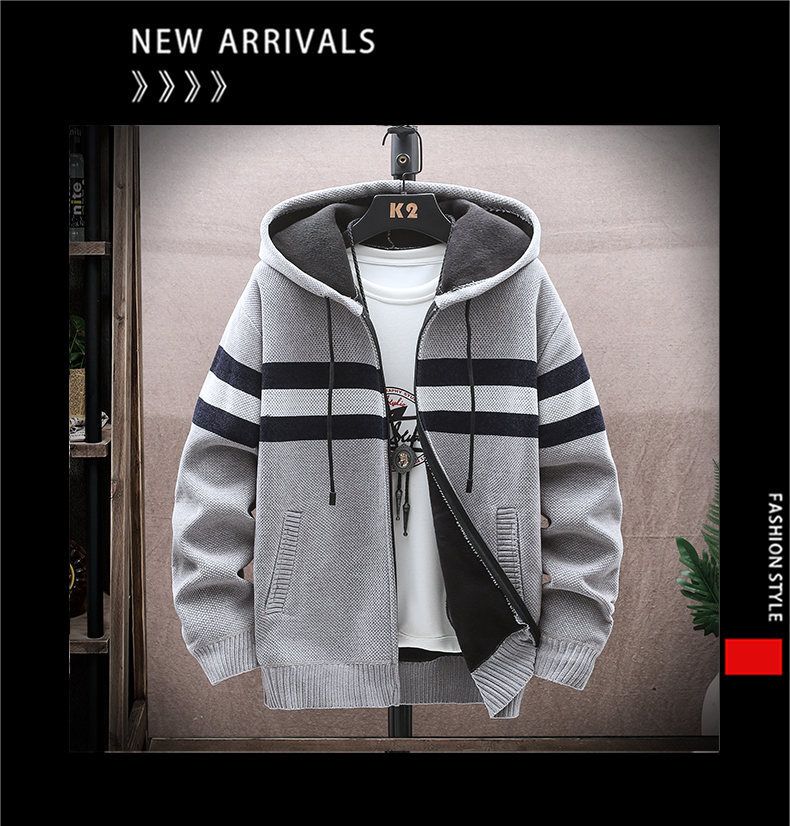Giacca con cappuccio e cerniera da uomo, foderata in pile - Pullover casual caldo per l'inverno, morbido e confortevole, disponibile in taglie forti_voghion.com