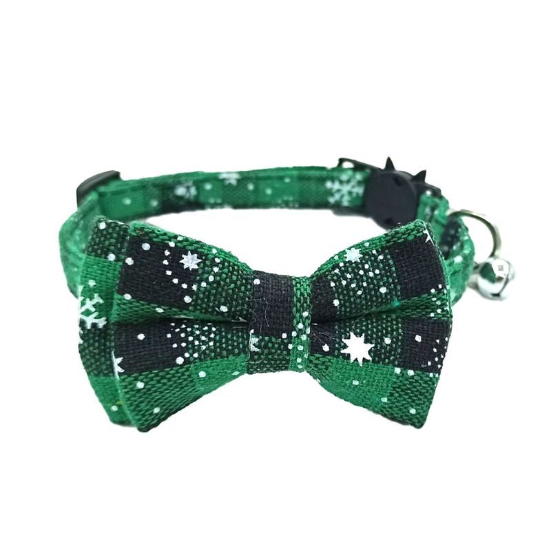Collare per cani e gatti con campanellino a fiocco in tessuto scozzese britannico e cinturino per il collo_voghion.com