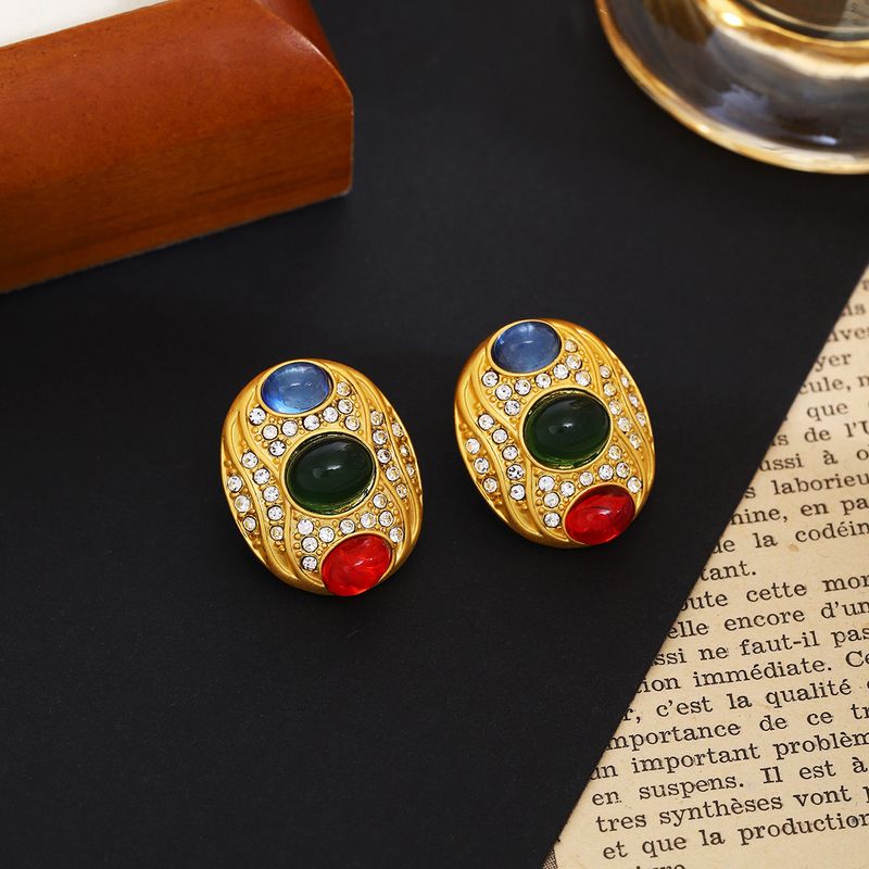 Orecchini pendenti vintage colorati con luce a forma di occhio di gatto, stile palazzo di alta qualità_voghion.com