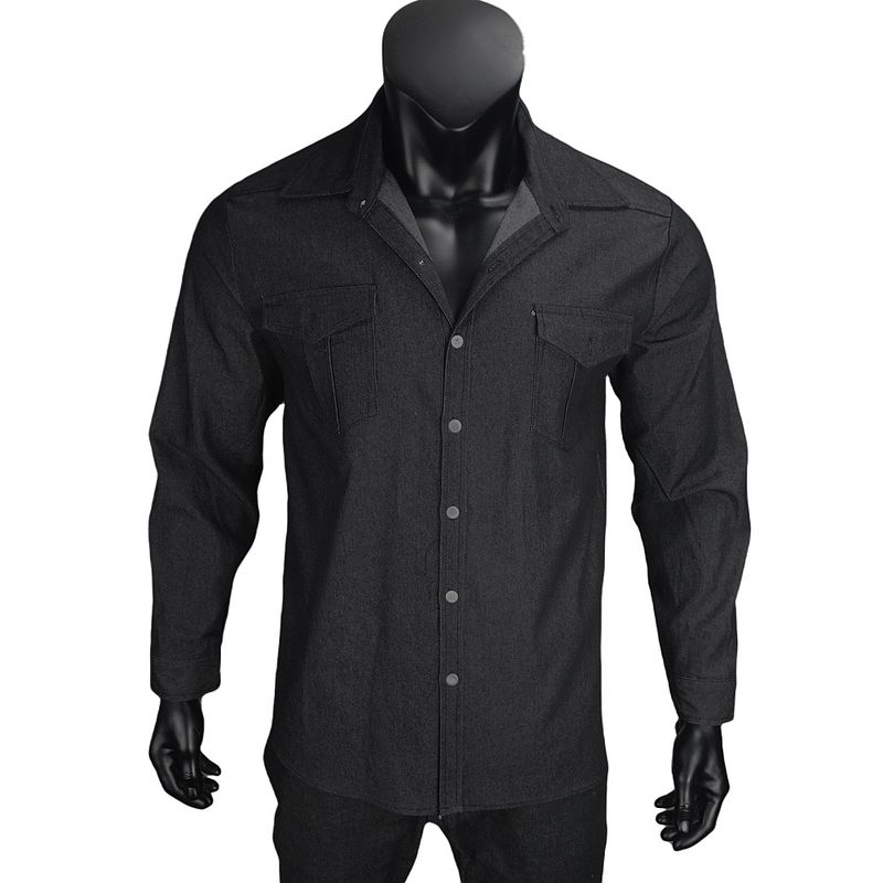 Men's Denim Shirt Jacket - Stretch Comfort Fit Casual Open Front Shirt For Everyday Wear, Lightweight Breathable Cotton Blend, S-3XL_voghion.com