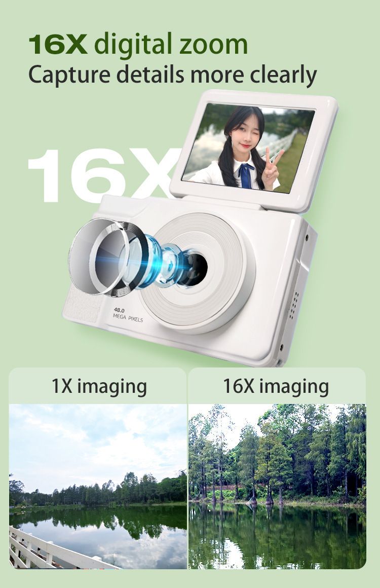 New H13 Student Digital Camera Selfie Video Transfer To Phone 2.8inch Flip Screen Portable_voghion.com