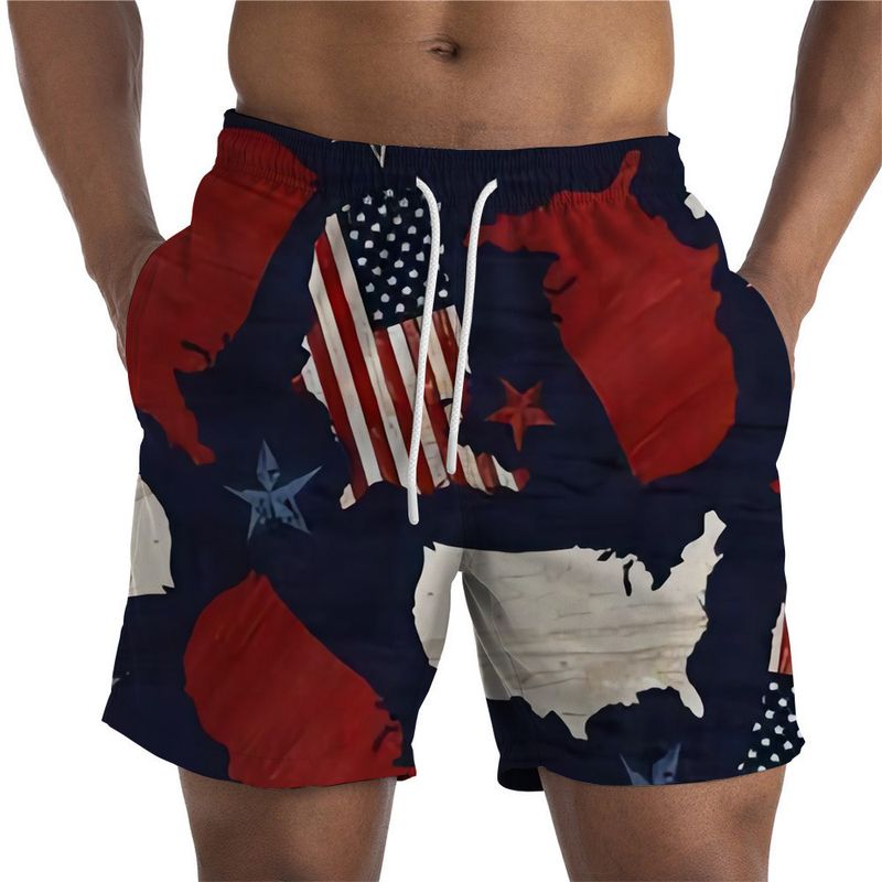 Unbeatable Quality Summer Men's Shorts For Independence Day In The United States; Victory Day&National Flag Statue Of Liberty Eagle 3D_voghion.com