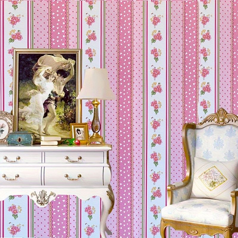 Adesivo per carta da parati a quadri a righe rosa, autoadesivo in PVC, resistente all'umidità, per armadi, guardaroba, scrivania e dormitorio_voghion.com