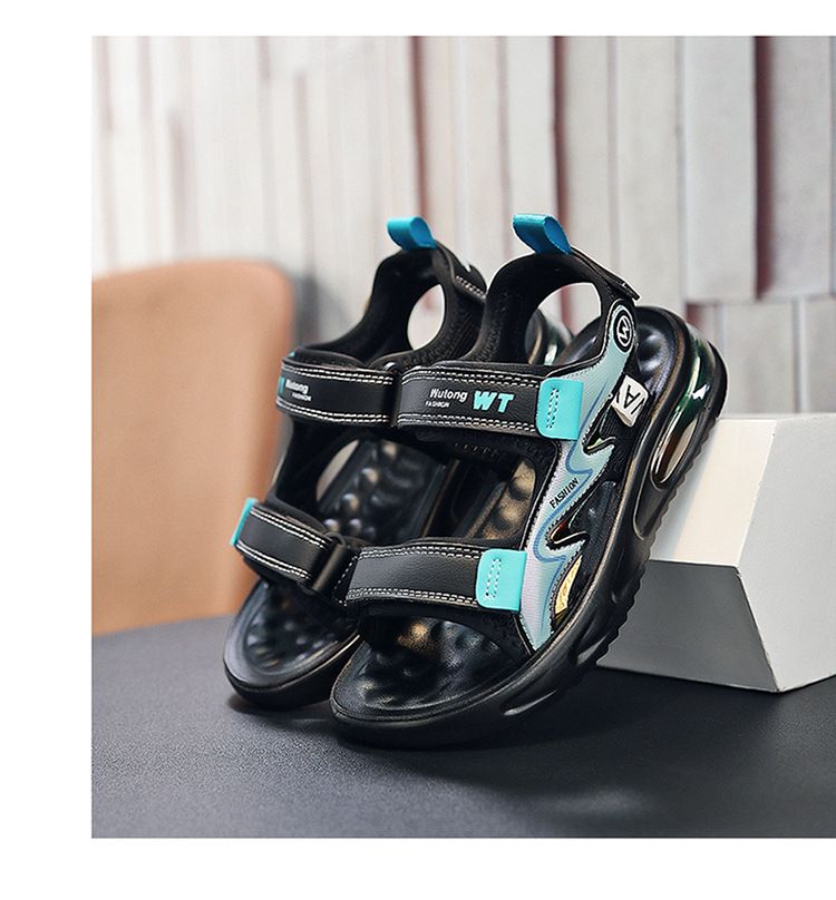 Jungen Sandalen 2024 Neue Sommer Student Mittlere und Große Kinder Weiche Sohle Luftkissen Strandschuhe Wasserdicht_voghion.com