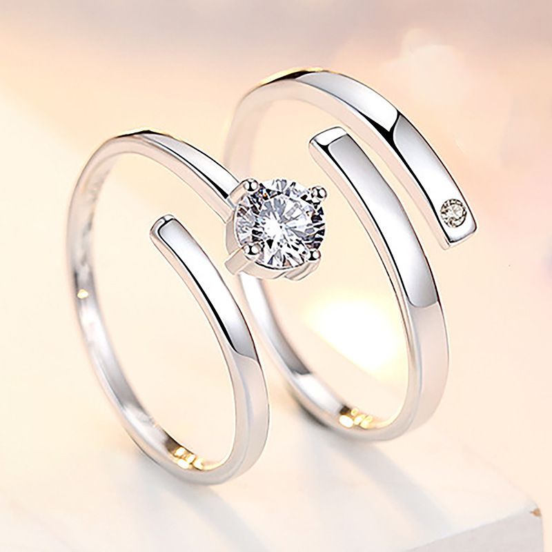 Paarring Weißgold Paarring Festivalschmuck Einfaches Valentinstags-Geburtstagsgeschenk_voghion.com