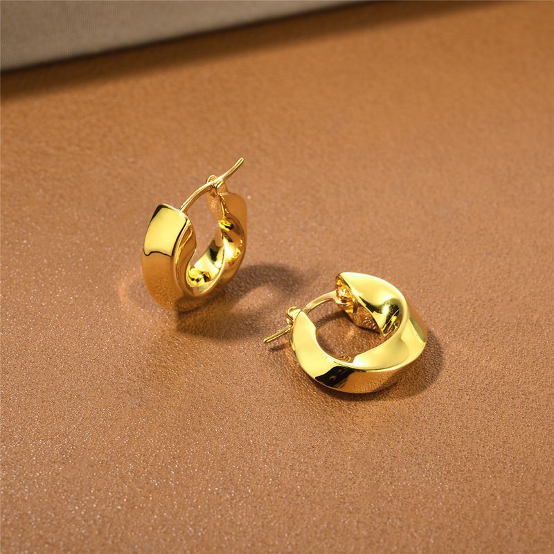 Orecchini a cerchio intrecciato in metallo dallo stile minimalista, semplici e alla moda, per le donne._voghion.com