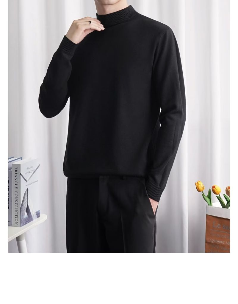 Herrenbekleidung Halbrollkragenpullover Herren Herbst Winter Halbrollkragenpullover Slim Fit Strickpullover Lässiges warmes Langarmoberteil_voghion.com