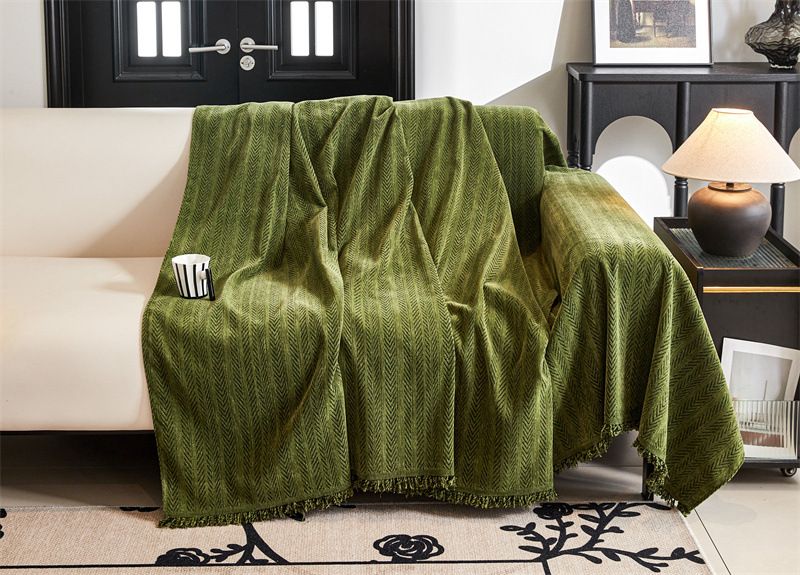 Premium Chenille Sofa Cover - Universal All-Season Protector, Anti-Slip, Cat-Proof, Full Coverage For 3-Seater Couches In Herringbone Pattern_voghion.com