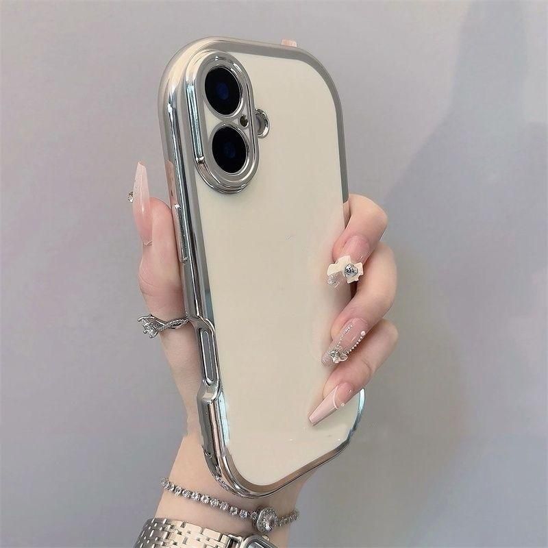 Custodia Oval Skin Sense IP16promax in silicone placcato IP15pro Custodia morbida Premium Sense IP14/13 Custodia protettiva a tinta unita Pellicola protettiva per lo schermo_voghion.com