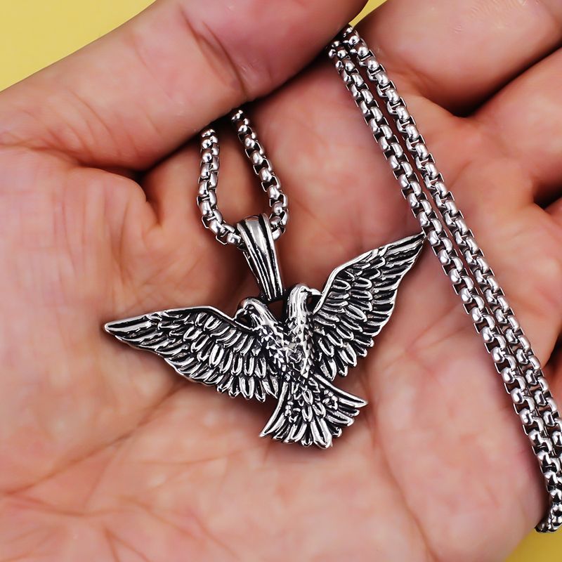 New Hip Hop Street Punk Personality Hot Sale Faith Muse Prayer Prayer Stainless Steel Pendant Angel Wings Necklace Men's Necklace_voghion.com